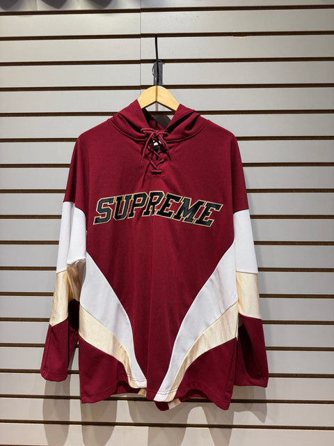 Supreme Hooded Hockey Jersey Burgundy Sz L