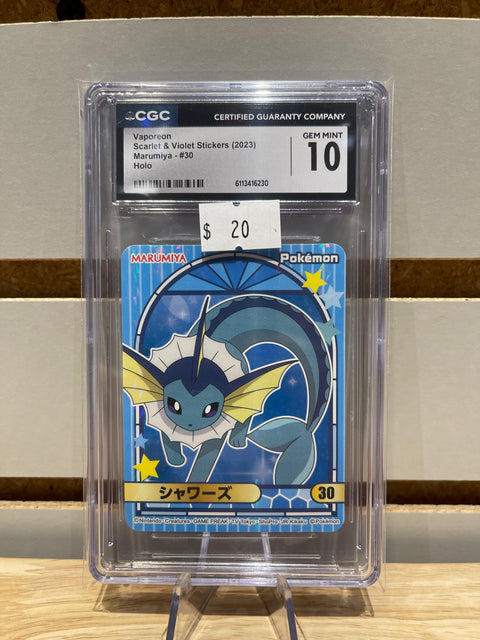 Vaporeon Scarlet & Violet Stickers (2023) Marumiya - #30 Holo Pokémon CGC GMNT 10