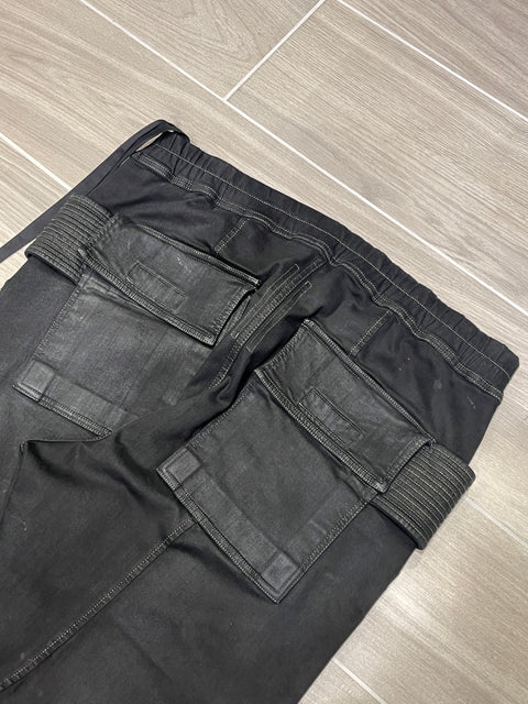 Rick Owens DRKSHDW Black Waxed Cargo Pants