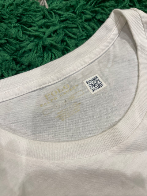 Polo Ralph Lauren White Blue Cotton T-Shirt Navy Pony