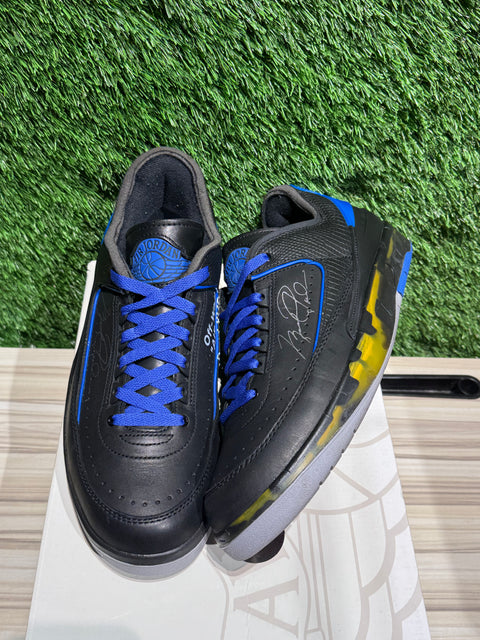 Jordan 2 Retro Low SP Off-White Black Blue Sz 10
