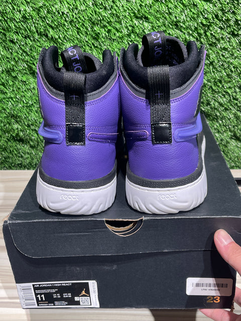 Jordan 1 High React Black Court Purple Sz 11M