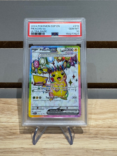 2024 Pokemon Pikachu Ex #219 SSP EN Surging Sparks Ultra Rare PSA 10