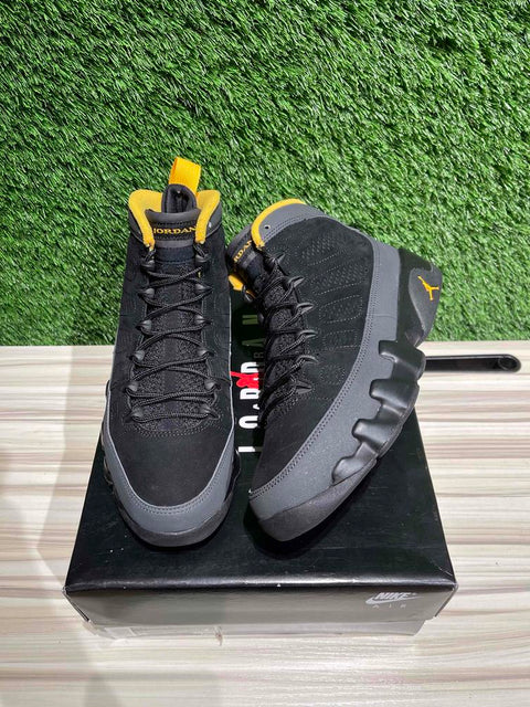 Jordan 9 Retro Dark Charcoal University Gold Sz 8