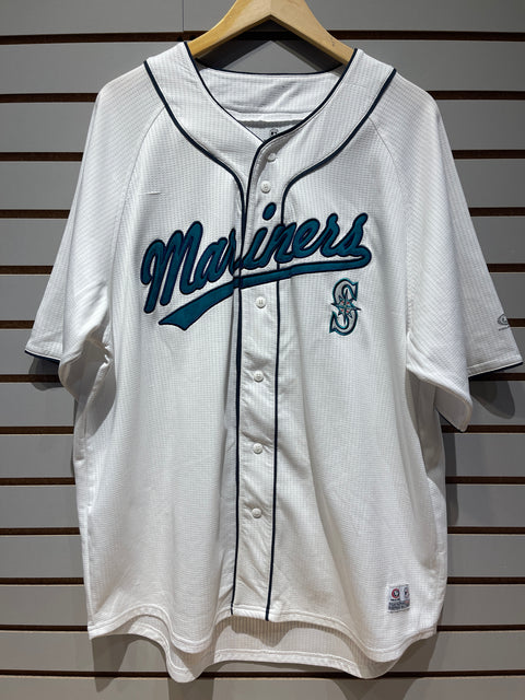 Seattle Mariners White TRUE FAN SERIES Button Up Jersey Sz XXL