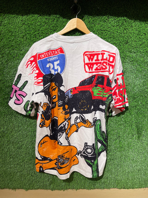 Heights All Over Print Cowgirl Oversized Boxy Tee Sz S