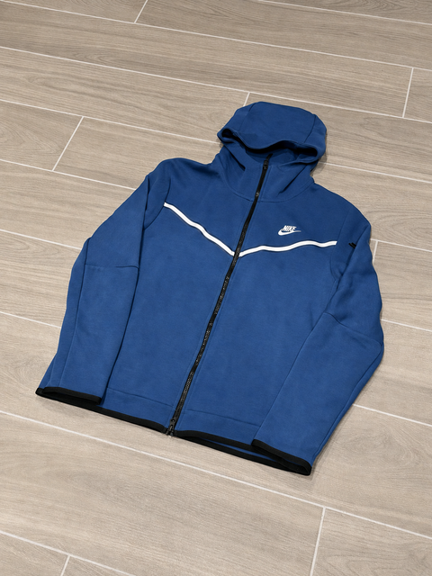 Mens NIKE SPORTSWEAR Blue Full Zip Tech Fleece Hoodie Sz L
