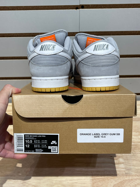 Nike SB Dunk Low Pro ISO Orange Label Wolf Grey Gum Sz 10.5