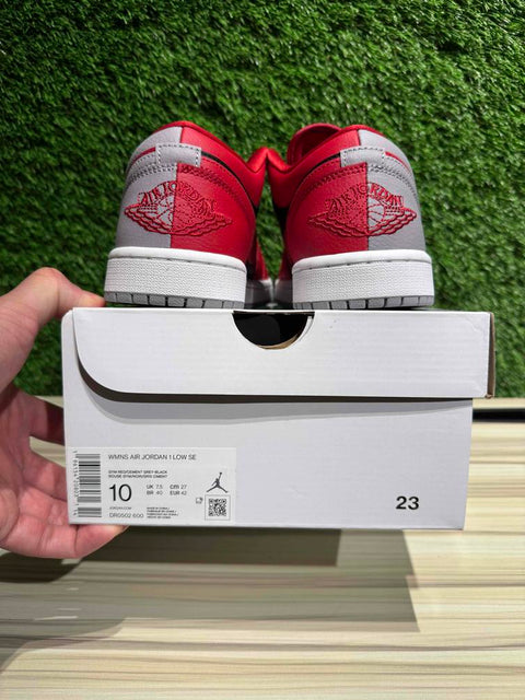 Jordan 1 Low SE Homage Split Gym Red Cement Grey (W) Sz 10W/8.5M
