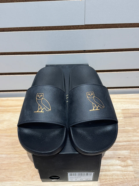 Black OVO Slides Sz 10