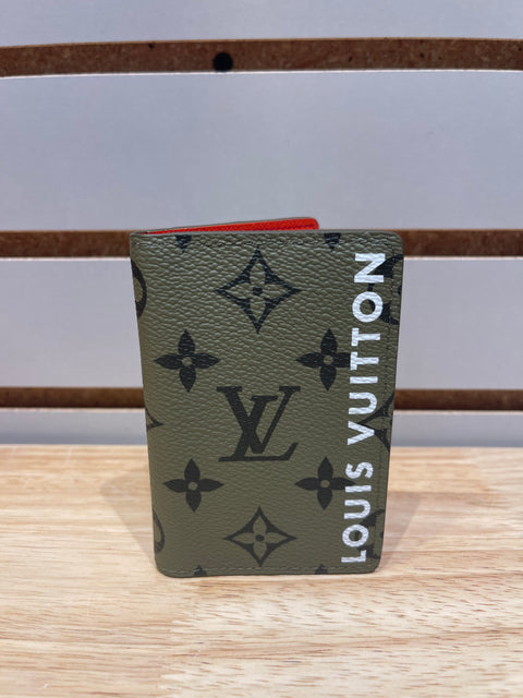 Louis Vuitton Monogram Pocket Organizer Khaki Green/Vermillion Red