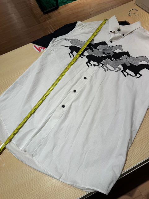 Made In USA Roper Horse Western Cowboy Button Up Sz XL