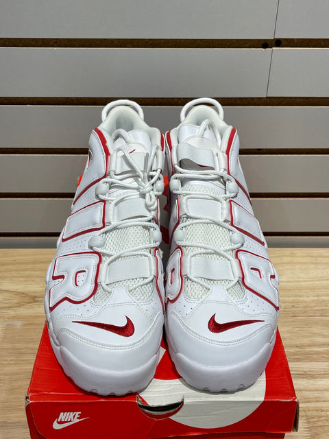 Nike Air More Uptempo White Varsity Red Outline Sz 14