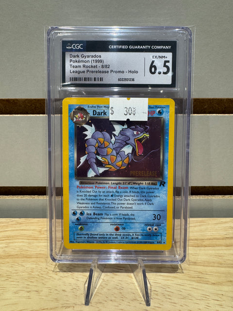 Dark Gyarados Pokémon (1999) Team Rocket - 8/82 League Prerelease Promo - Holo CGC NMNT 6.5
