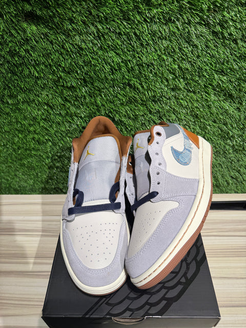 Jordan 1 Low SE Phantom Repaired Denim Swoosh Sz 10