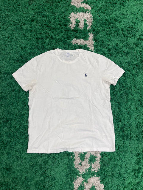 Polo Ralph Lauren White Blue Cotton T-Shirt Navy Pony