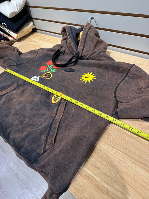 Nike Sportswear Acid Wash Brown Graphic Have A Nike Day Fleece Pullover Hoodie Sz L