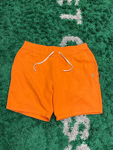 Ralph Lauren Orange Sweat Shorts Green Pony Logo