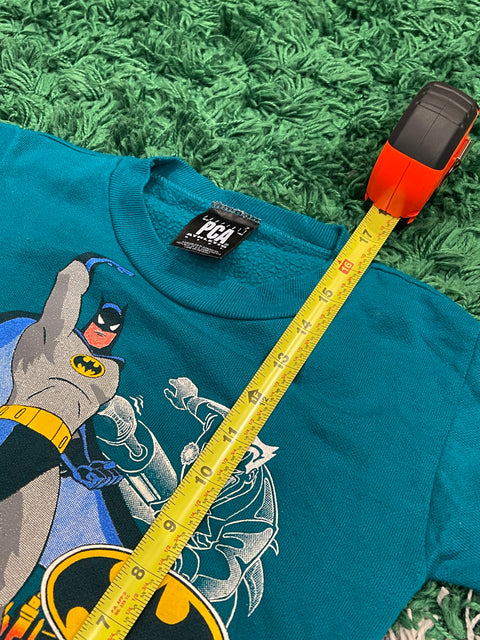 Vintage Kids Batman 1993 Gotham City Joker Graphic Teal Crewneck