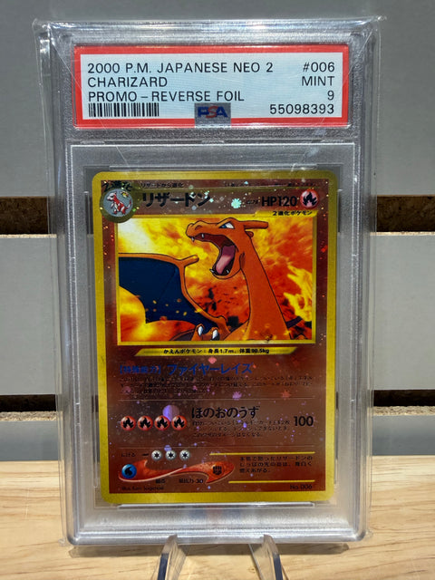 2000 Pokemon Japanese Neo 2 Promo 006 Charizard Reverse Foil PSA 9
