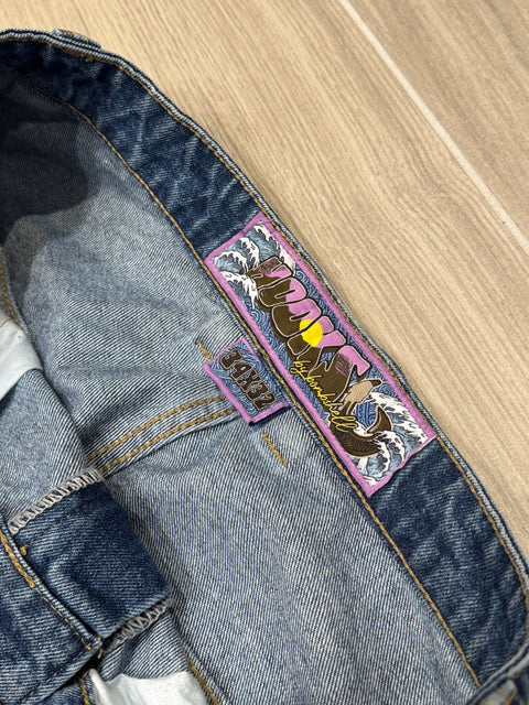 Bombshell Hooks Light Wash Wide-Leg Blue Denim Jeans