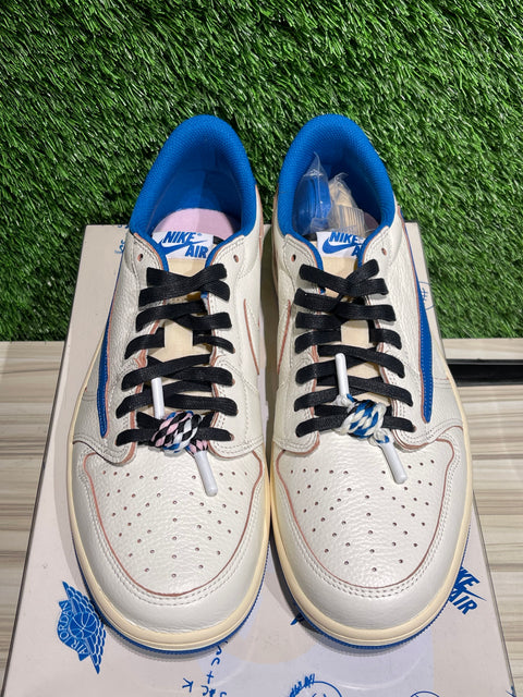 Jordan 1 Retro Low OG SP Fragment x Travis Scott Sail Military Blue Sz 11.5M