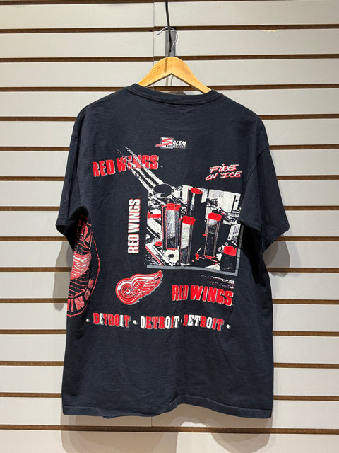 VIntage 90s Hockey Salem 1991 AOP Detroit Red Wings Sz XL