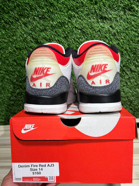 Jordan 3 Retro SE Fire Red Denim (2020) Sz 14