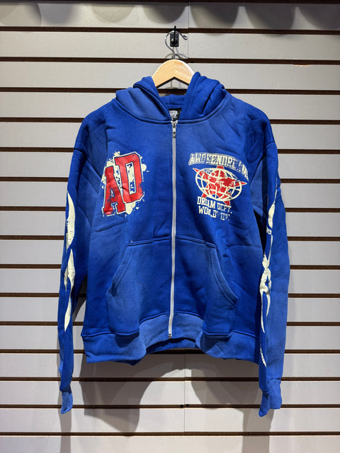 Awoken Dreams Dept. Royal Blue Full Zip Hooded Sweatshirt