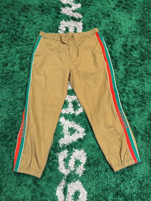 Gucci Striped Embroidered Accent Lounge Pants Sz 54