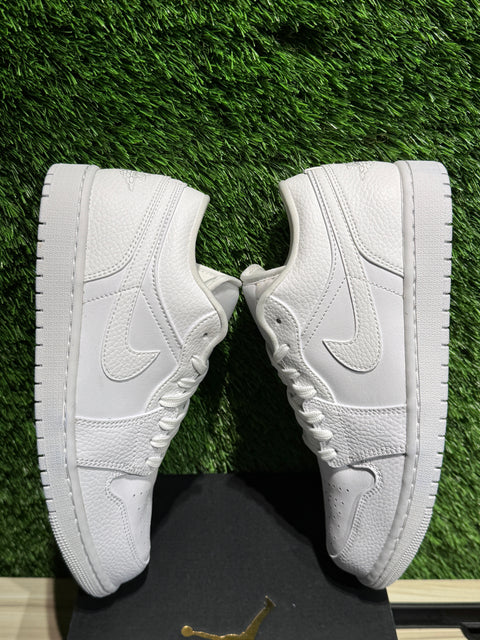 Jordan 1 Low Triple White Tumbled Leather Sz 8.5