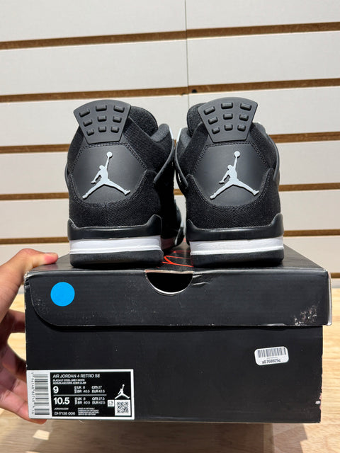 Jordan 4 Retro SE Black Canvas Sz 9M