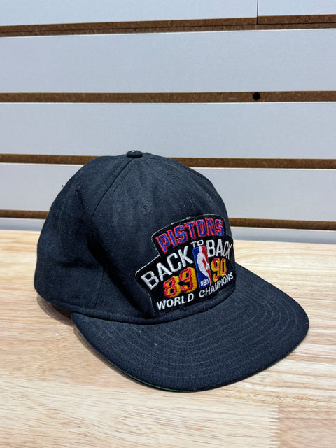1989/1990 Made In USA Vintage Detroit Pistons Back To Back NBA World Champions Snap Back Hat