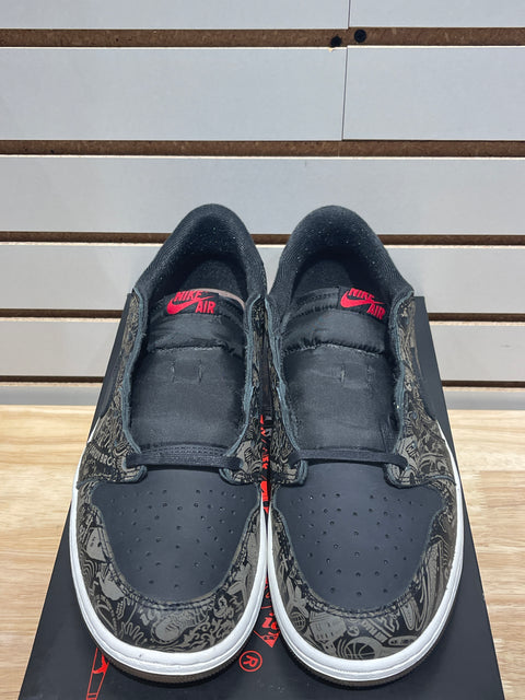 Jordan 1 Retro Low OG Laser Black University Red Sz 12