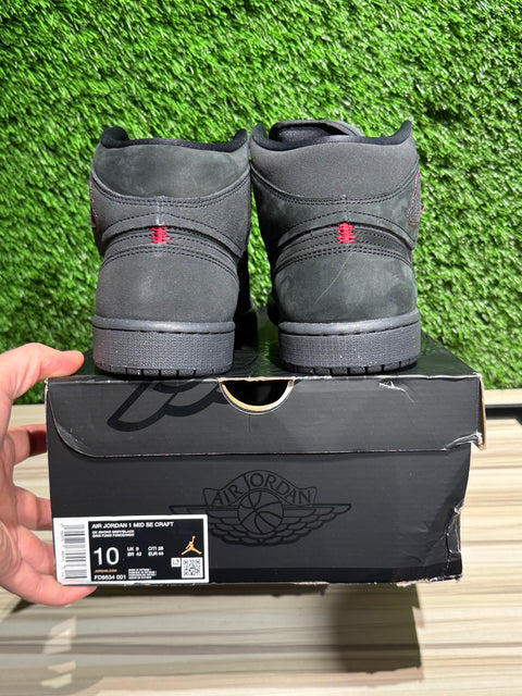 Jordan 1 Mid SE Craft Dark Smoke Red Sz 10M