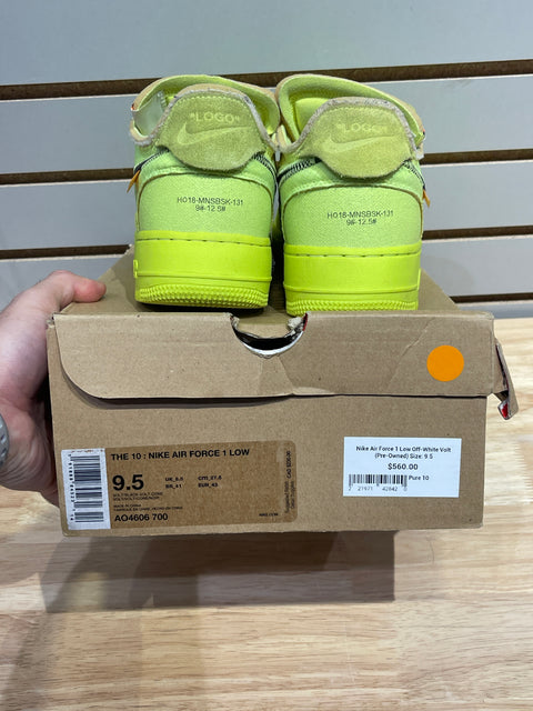 Nike Air Force 1 Low Off-White Volt Sz 9.5