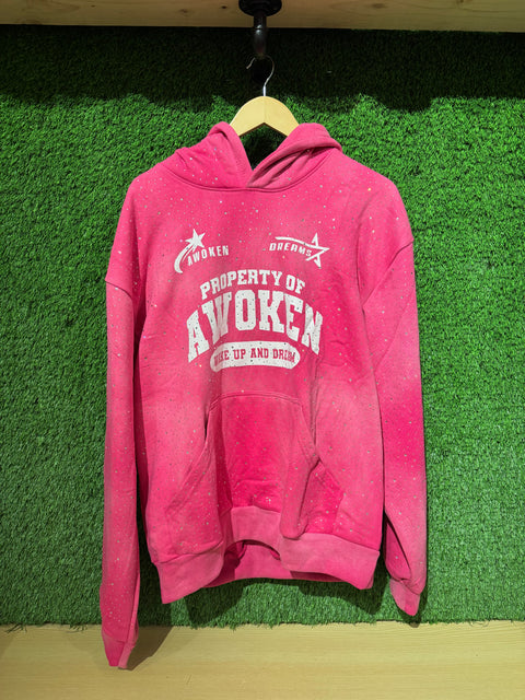 Awoken Dreams Pink Rhinestone Zip Up Hoodie