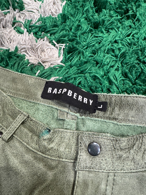 GV Gallery Raspberry Hills Green Leather Baggy Shorts Sz L