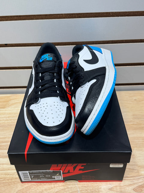 Jordan 1 Retro Low OG Black Dark Powder Blue Sz 7M