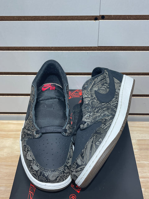 Jordan 1 Retro Low OG Laser Black University Red Sz 12