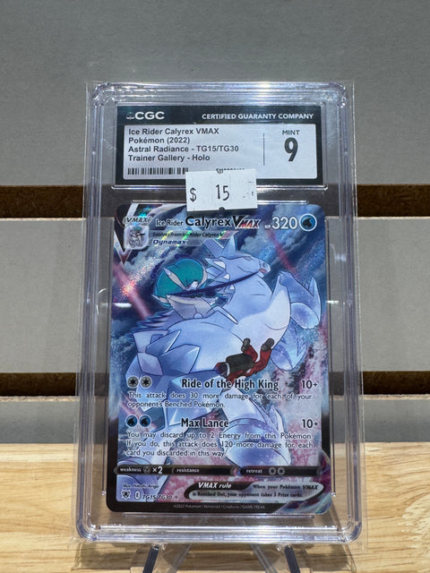 Ice Rider Calyrex VMAX Pokemon (2022) Astral Radiance - TG15/TG30 Trainer Gallery Holo CGC MNT 9