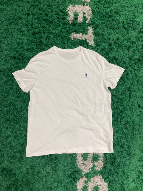 Polo Ralph Lauren White Blue Cotton T-Shirt Navy Pony