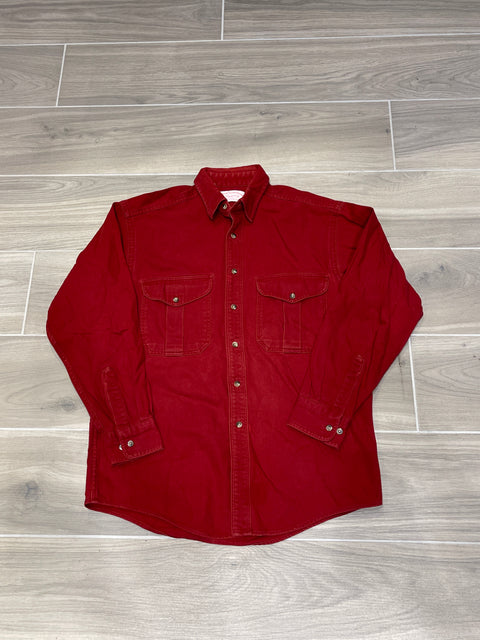 Vintage C.C Filson Seattle USA Double Pocket Outdoor Red Shirt Sz M