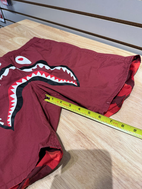 BAPE Color Camo Shark Reversible Shorts Red Sz M