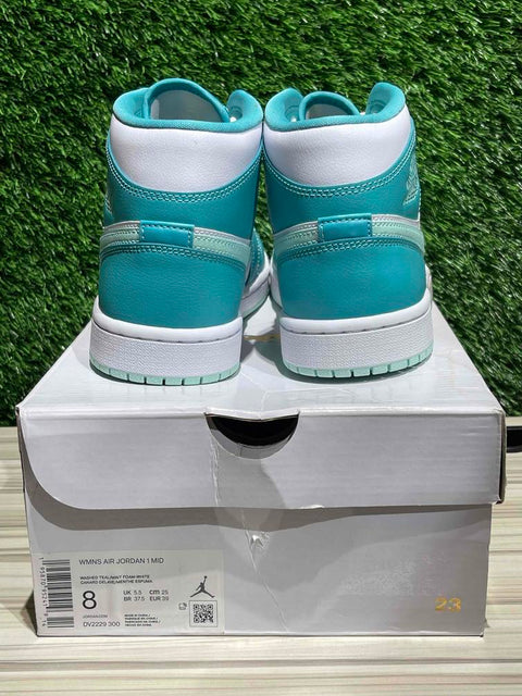 Jordan 1 Mid Washed Teal (Women's) Sz 6.5M/8W.