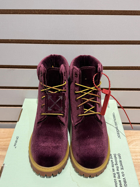 Timberland 6" Boot Off-White Velvet Wine (Women's) Sz 6M/7.5W