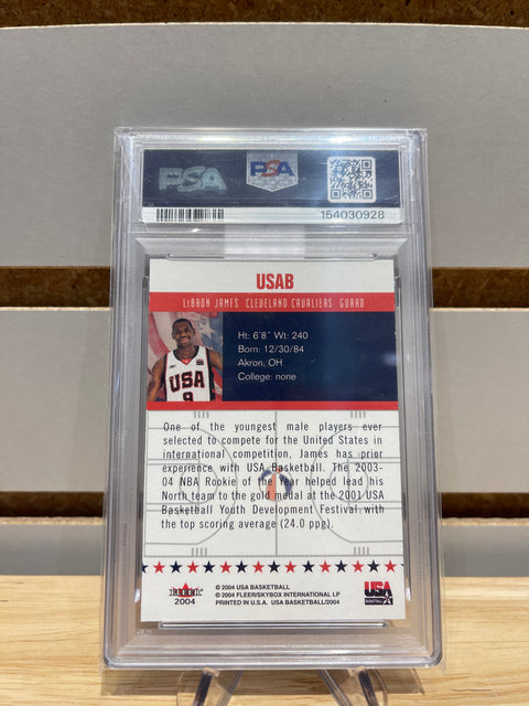2004 Skybox Fleer Rookie LeBron James USA Basketball Olympic #USAB PSA 10