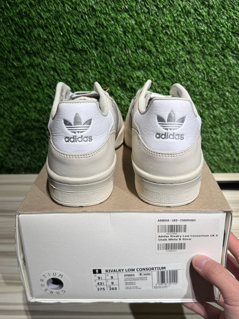 adidas Rivalry Low Consortium White Silver Metallic Sz 9.5