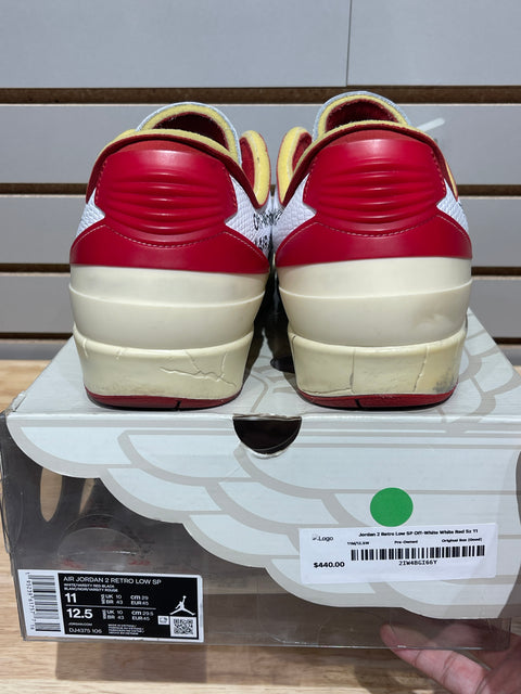 Jordan 2 Retro Low SP Off-White White Red Sz 11