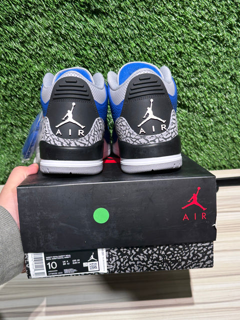 Jordan 3 Retro Varsity Royal Cement Sz 10